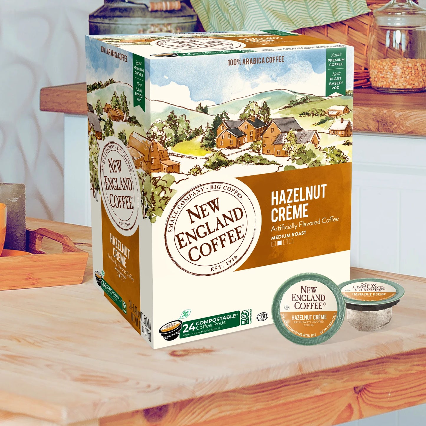 Hazelnut Crème, Medium Roast, Single Serve Pods, 24 Count Box