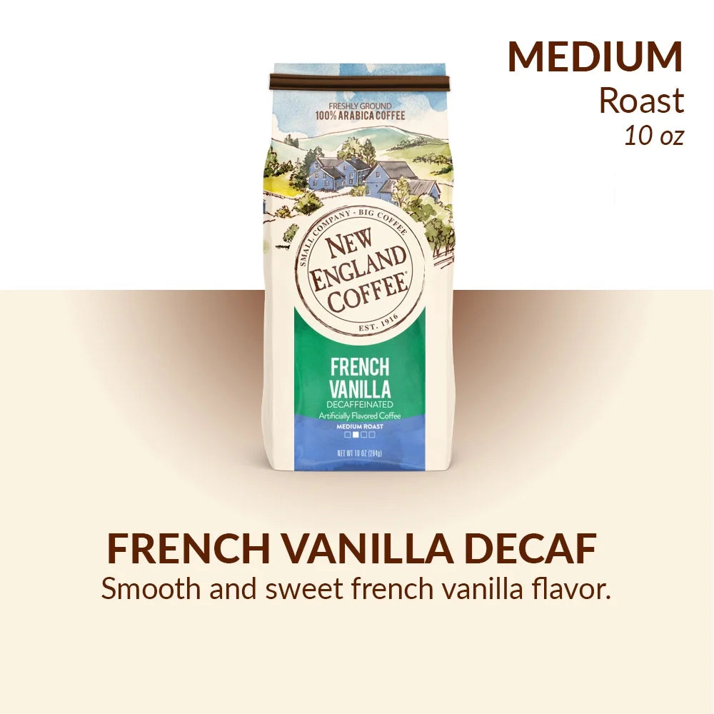 French Vanilla, Decafinated, Medium Roast, Ground Coffee, 10 Oz