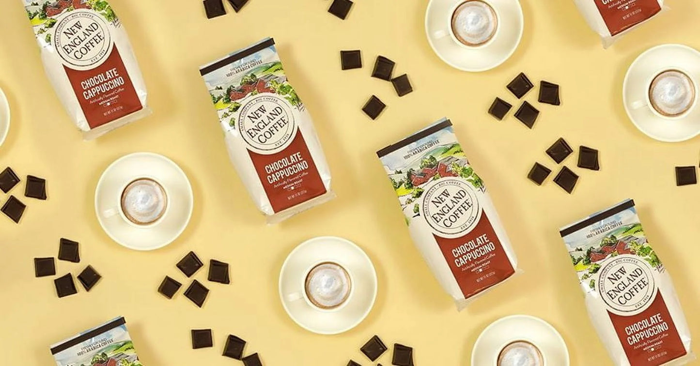(4 Pack) Chocolate Cappuccino, Medium Roast, Ground Coffee, 11 Oz