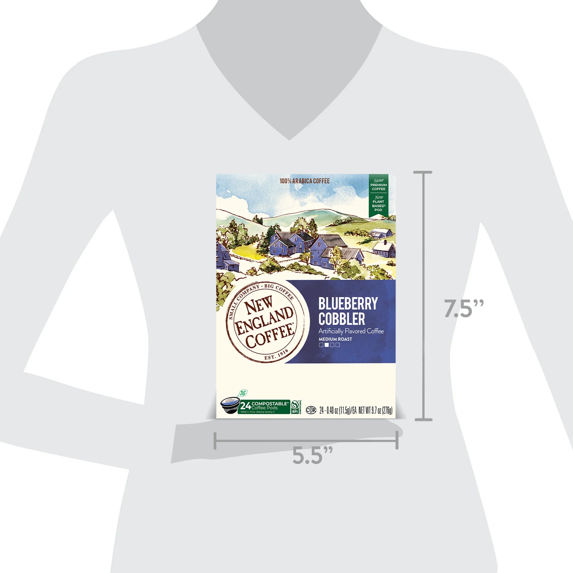 (4 Pack)  Blueberry Cobbler, Medium Roast, Single Serve Pods, 24 Count Box