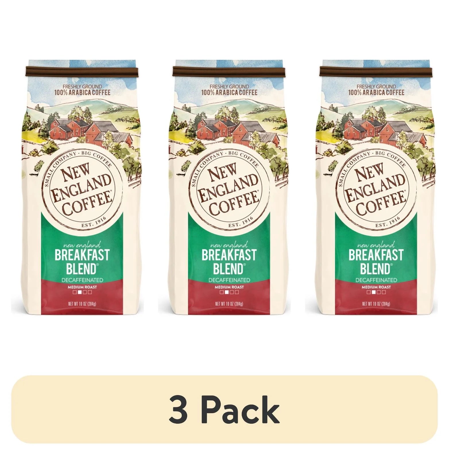(3 Pack)  Decaffeinated Breakfast Blend Freshly Ground 10.0 OZ